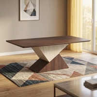 Table à manger géométrique contemporaine, table à manger moderne avec base croisée unique pour salle à manger