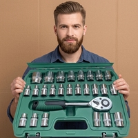Kit d'outils à douilles 32 pièces 24 dents pour réparation automobile, fourni par l'usine, pour atelier de réparation de véhicules