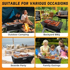 Portable Stainless Steel Folding <b>BBQ</b> Grill Modern Style Outdoor Charcoal Grill for Camping & Cooking - Product Image 5