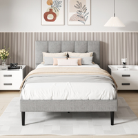 Cadre de lit convertible Queen Size réglable en velours, design dossier ailé pliable, métal durable, écologique, luxe moderne