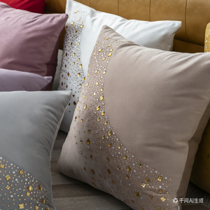 Housse de coussin carrée en velours hollandais avec strass nordiques, motif doré, pour canapé, décoration intérieure, vente en gros - Product Image 5