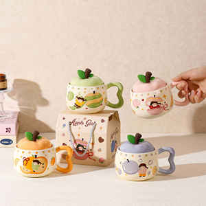 Girls Apple ceramic Cup High appearance level Drink cup New <b>mug</b> with lid breakfast milk cup <b>gift</b> - Product Image 6