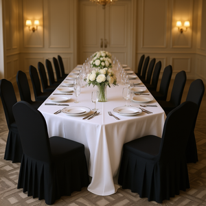 Fundas para Sillas de Poliéster y Spandex Negras, 20.08 x 17.72 x 37.4 Pulgadas, Fundas Elásticas con Frente Plano para Bodas y Cenas - Product Image 2