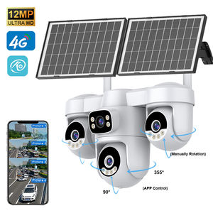 كاميرا أمان شمسية بتقنية الجيل الرابع مع 3 محاور دوران و4 شاشات وتسجيل على مدار الساعة و<span class=keywords><strong>2</strong></span> لوحة شمسية وبطارية 12000 مللي أمبير وكاميرا بدقة 12 ميجابكسل مقاومة للماء IP66 مع خاصية الاتصال الصوتي ثنائي الاتجاه - Product Image 1