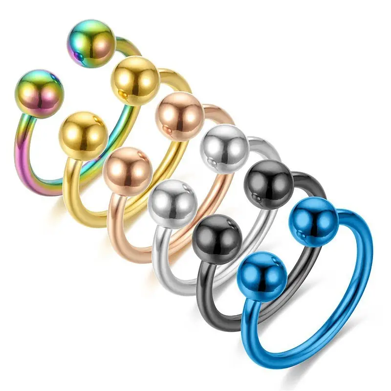 SC Hip Hop Open verstellbarer Ring Edelstahl Fingerring Persönlichkeit Frauen Einfache minimalist ische vergoldete Kugel ringe