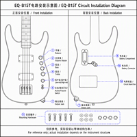 Kit électronique de basse pré-câblé 4 bandes EQ en gros EQ-B15T avec interrupteur actif/passif, contrôle de l'équilibre et prise de sortie