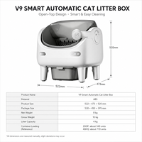 Bac à litière automatique pour plusieurs chats, conception ouverte, contrôle à distance par application, spray désodorisant, pieds détachables