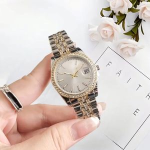 Nuevo reloj de pulsera de moda con bisel de diamantes de imitación dorados, reloj para mujer con indicador de fecha, pulsera de metal con cristales, reloj de pulsera de lujo para damas. - Product Image 6