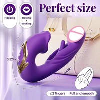 Vibrateur OEM 3-en-1 creux à battements pour point G, avec fonctions de léchage, de morsure et de stimulation clitoridienne, jouet sexuel