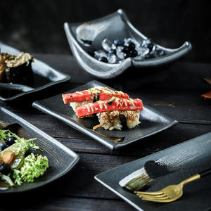 Platos irregulares japoneses Retro, <span class=keywords><strong>Tapas</strong></span> para postre, aperitivo, plato de Sushi, plato de servicio de cerámica para restaurante - Product Image 3