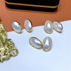 Pendientes de perlas ovaladas de gran marca, marco dorado, tamaño grande, joyería elegante de estilo francés para mujer - Product Image 3