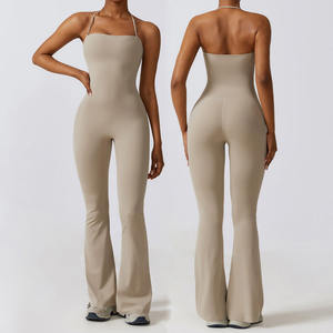 Özel Logo spor tek parça nefes egzersiz ince fişekleri pantolon Rumpers kadın tulumlar oyun Bodysuit Yoga kızlar için - Product Image 1