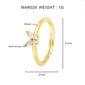 Trendy Korean <b>Rings</b> Bling Cubic Zirconia 18K Gold Plated Dainty Butterfly <b>Ring</b> for Girl - Product Image 6