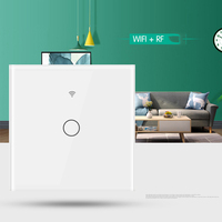 Tuya Version EU WiFi RF433Mhz Interrupteur d'éclairage intelligent 10A Panneau mural tactile en verre de luxe Maison intelligente Pas d'interrupteurs de fil neutre