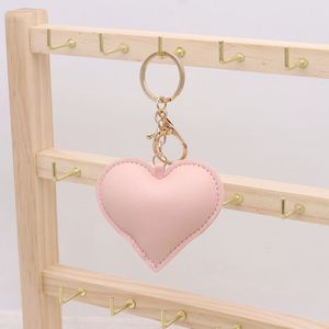 Wholesale Pu Leather Heart Shape Keychain Fashion <b>Bag</b> Charm Decorated for Peach Car Pendant Cute Heart <b>Key</b> <b>Ring</b> Accessories - Product Image 2