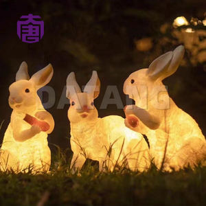 Escultura de Conejo Brillante de Fibra de Vidrio 3D, Luz LED de Conejo para Decoración de Jardín al Aire Libre, Iluminación de Paisaje de Parque - Product Image 2