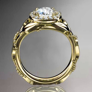 Anello con Foglia di Vite e Cristalli per Donne, Tono Dorato, Elegante Accessorio Moda per Uso Quotidiano - Product Image 6