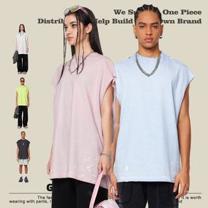 310g 100% coton décontracté ample hommes sans manches débardeur streetwear vintage - Product Image 1