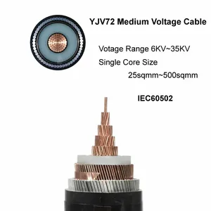 Câble souterrain <span class=keywords><strong>Hta</strong></span> NFC33-226 12/20 (24) Kv à conducteur en cuivre Xkdt-Y 3X1X240 mm² anti-rongeurs/anti-termites (résistant aux rongeurs/termites) - Product Image 2