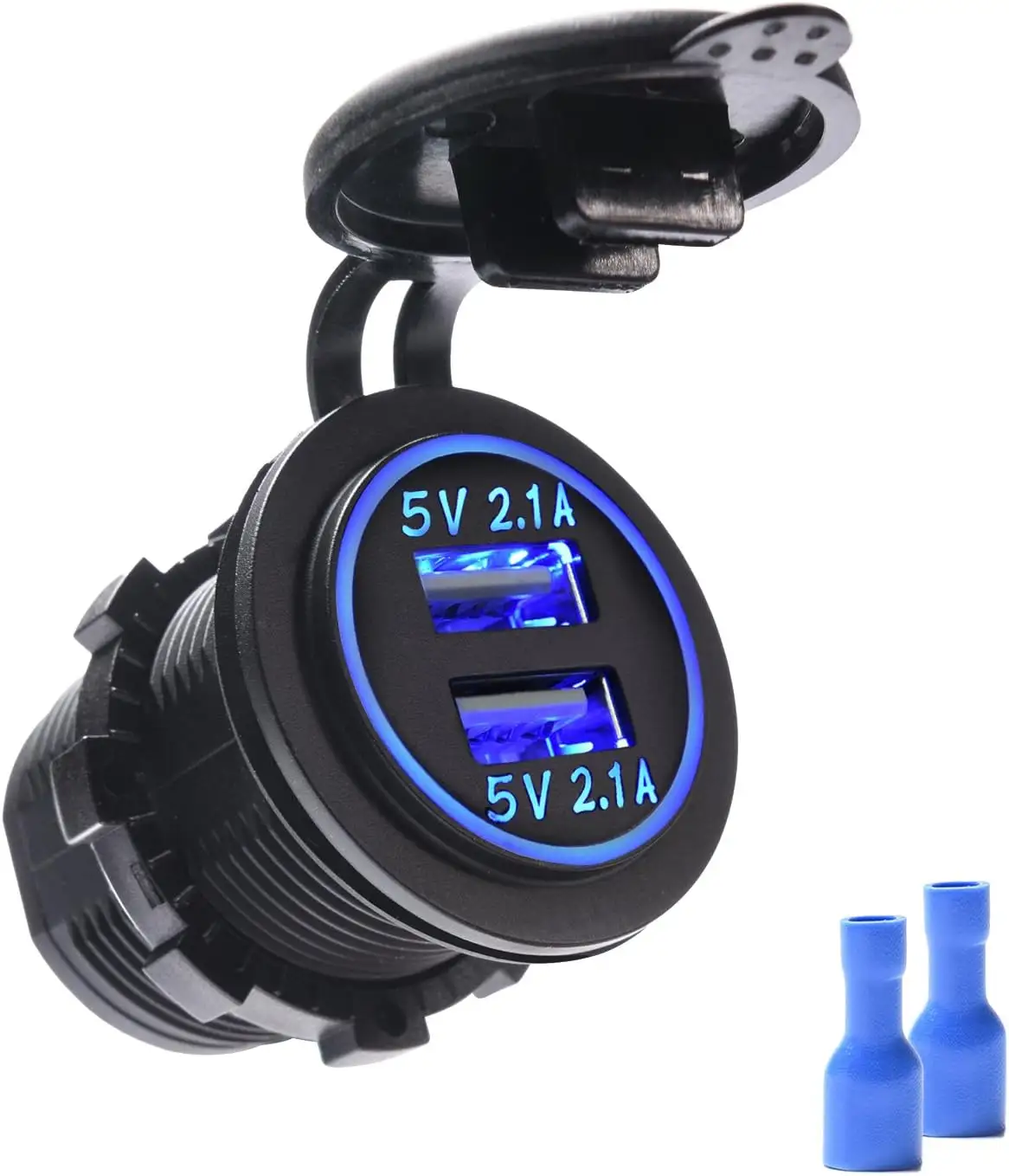 LED Dual USB Car Charger Socket 4.2A 2 Port 12V 24V Mobile Phone Power USB charger for Auto car marine
