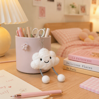 Adorable Pendentif Sac en Peluche Rempli de Coton, Mignon Nuage Souriant avec Porte-clés, Décoration Suspendue Douce pour Filles