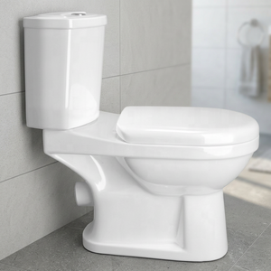 Inodoro de cerámica europeo de dos piezas con sifón en P y descarga dual, conjunto de baño con tanque acoplado - Product Image 6