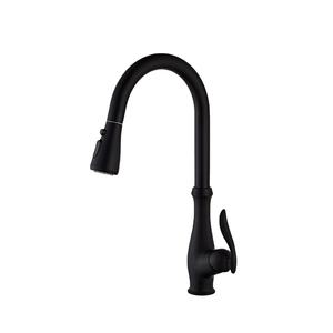 تصميم جديد من YUNDOOM OEM Torneria, تصميم جديد من YUNDOOM OEM Torneria تصميم جديد Wasserhahn ماتي الأسود غريفو سحب مقبض واحد روبينيت المطبخ بالوعة خلاط المياه صنبور - Product Image 1