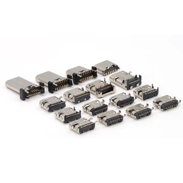 6-16Pin SMT Recessed Mount Female Type-C USB Connector for Mobile Phone Charging Port Brass Stainless Steel PCB Usb Type C Jack
