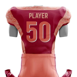 Men <b>Maroon</b> Peach Sublimated American Football Uniform Jersey Pants Set Custom Team Number Practice Game Wear - Product Image 6