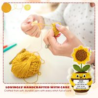 Emotionale positive Unterstützung Biene Sonnenblume Häkel puppe mit Karte handgemachte Garn gestrickte Blumen Home Decor Geburtstag Geschenke Ideen