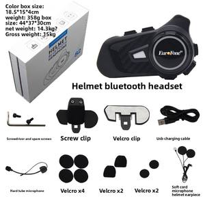 <span class=keywords><strong>Intercomunicador</strong></span> de casco de motocicleta transfronterizo de distancia de comunicación de 1000m para dos personas suministrado de fábrica para accesorio de auriculares Bluetooth - Product Image 3