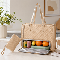 Sac isotherme portable grande capacité en PU de haute qualité, résistant à l'eau, pour affaires, travail, pique-nique, style vintage, pour femmes