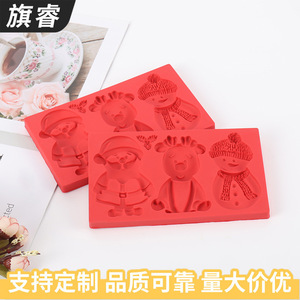 Cute Santa Claus Olaf Reindeer Fondant Cake Mold Red Silicone Baking Mold Christmas Cake Decorating Supplies - Product Image 3