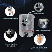 Imprimante 3D CoreXY entièrement métallique FDM avec nivellement automatique, vitesse maximale de 600 mm/s, buse détachable en 3 secondes, extrudeur direct 280°C, PLA, 220x220x220mm