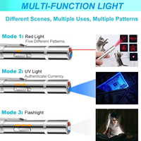 Jouet de Pointeur Laser Interactif Rechargeable par USB pour Chats Chiens 5 Modèles Réglables Longue Portée 3 Modes Training Chaser Made Metal