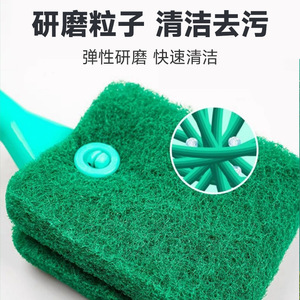 Brosse de nettoyage d'aquarium avec manche courbé allongé, tampon à récurer bleu pour le nettoyage des parois de verre des aquariums, élimination des algues, durable - Product Image 3