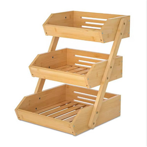 3 Layer Bamboo Storage Box Foldable Countertop Fruit <b>Basket</b> For Kitchen Vegetables <b>Bread</b> Snacks - Product Image 5