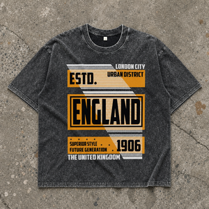 <b>Vintage</b> Acid Wash Men's <b>Graphic</b> <b>Tee</b> London City England Urban District Print Short Sleeve Streetwear T-Shirt Oversized Fit - Product Image 3