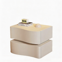 Table de Chevet Minimaliste Écologique avec Lumière LED Tactile, 2 Tiroirs, Table de Rangement Moderne pour Chevet, Meuble Durable à Capteur pour Hôtel