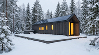 Maison modulaire scandinave avec sauna, bain à remous, système solaire hors réseau, faible valeur U, maison préfabriquée pour climat froid