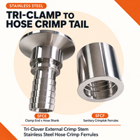 Embouts de sertissage sanitaire Tri-Clamp pour tuyau, embouts Crimplok SFCF, embouts de serrage X pour tige de tuyau SFCE, embouts de sertissage de tuyau en acier inoxydable