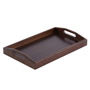 Rectangular Wooden <b>Tray</b> For Hotel <b>Tea</b> Coffee Serving With Handles Solid Color 20260617 - Product Image 5
