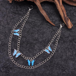 Double Layered Blue Butterfly Shoe <b>Chain</b> Zinc Alloy Unisex Casual Martin <b>Boot</b> Accessory - Product Image 3