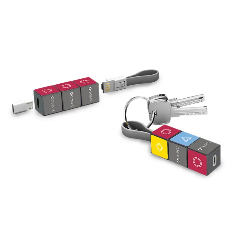 High Quality 3 in 1 Multiple Rubik Cube Cable Adapter for Android Micro USB, iPhone and Type C
