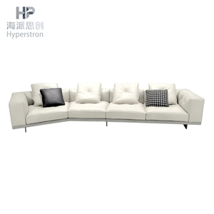 Italienisches Minimalistisches Sofa aus Vollnarbenleder für Wohnzimmer Kreatives Unregelmäßig Geformtes Sofa Hochwertiges Mehrsitzer-Ledersofa im Dillard-Stil - Product Image 1