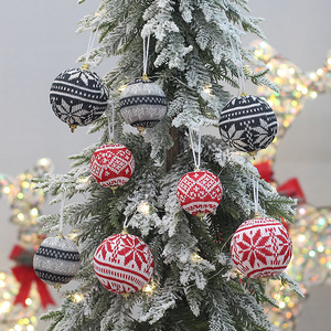 Bolas Decorativas para Árbol de Navidad, Tejidas en Tela, Rojas y Grises, Adornos Pequeños, Decoración Festiva - Product Image 1