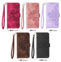 Étui portefeuille en cuir à motif floral avec sangle et multiples fentes pour cartes pour Redmi NOTE 15 Pro Plus 4G 5G 14 13 12 Turbo 15C 14C 13C 12C 15A