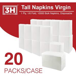 Tovaglioli di Carta Bianchi Piegati 3H, Monouso, 10000 Pezzi (20 Confezioni, 500/Confezione) 1 Velo, Piegatura 1/6, Confezione Grande per Ristoranti, Buffet, Caffetterie, Ricarica - Product Image 3