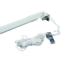 Rail de rideau métallique robuste sur mesure, type F, extensible, manuel, pour rideaux américains