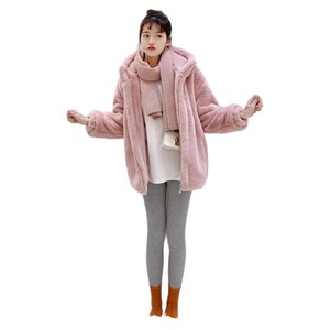 Women's Faux Fur <b>Coat</b> <b>Thick</b> Warm Rabbit Fur Short Loose Style Apricot White Pink <b>Winter</b> Fashion Outerwear - Product Image 5